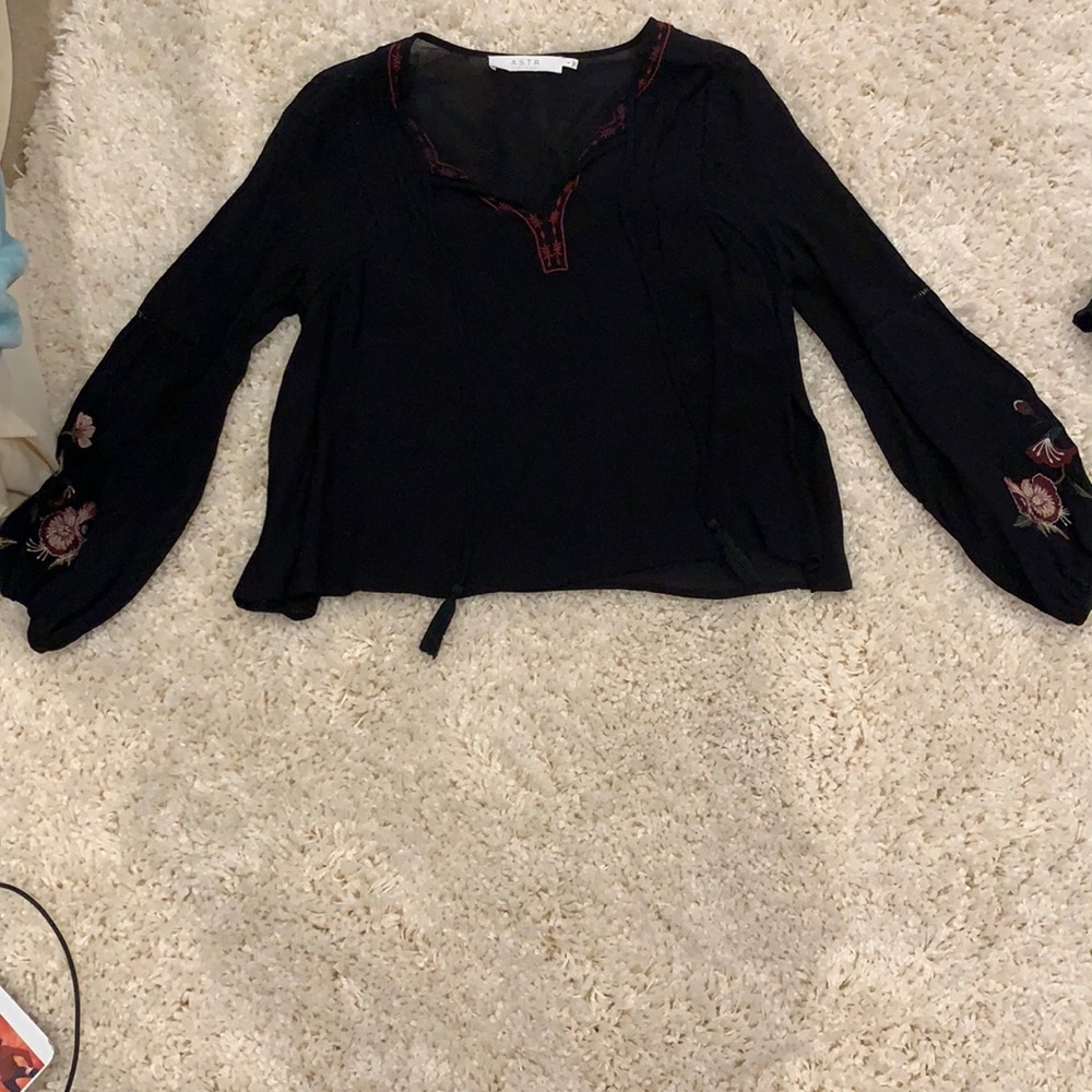 floral sheer black long sleeve from ASTR